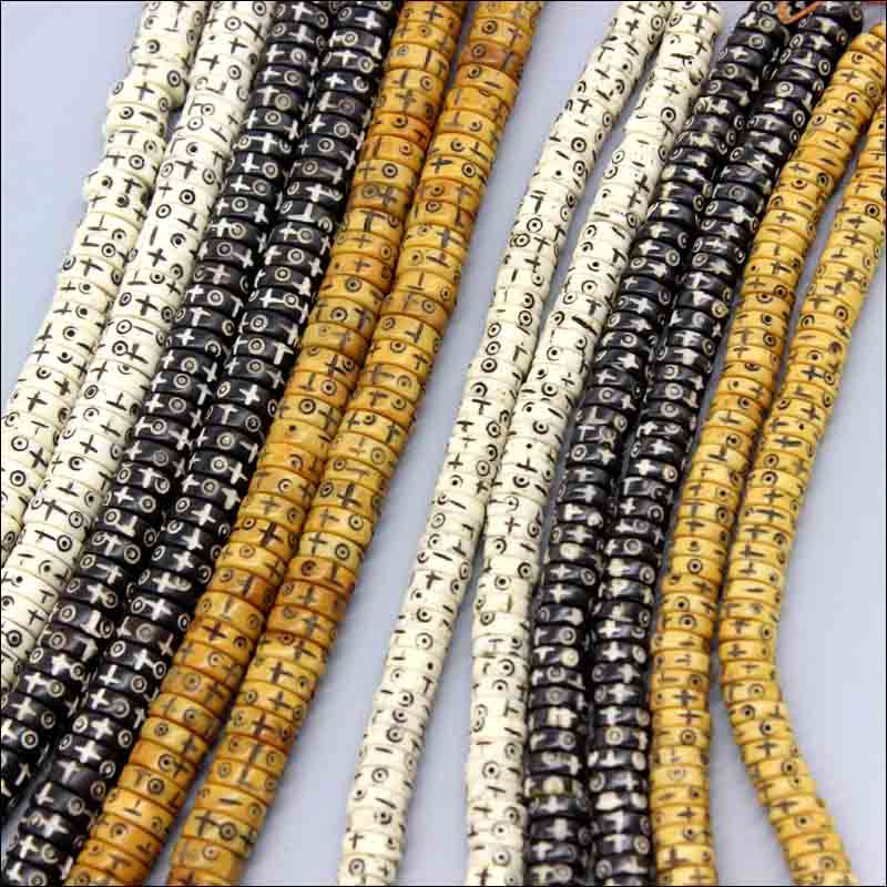 fiasrel 1bundle Ox Bone Carved Tibetan-style Cross Spacer Beads