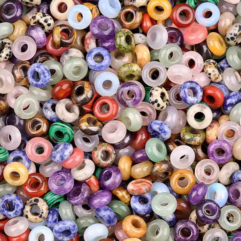 6x12mm 5mm Large Hole Abacus Beads - Natural Stone Beads with Big Holes for DIY Jewelry Making Wholesale