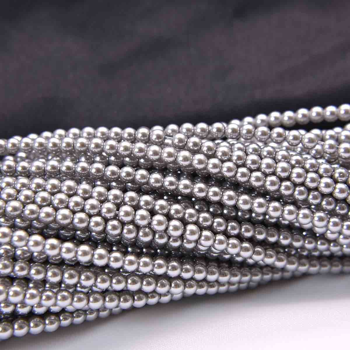 fiasrel 1bundle 3-12mm Matte Gray Crystal Glass Full-Hole Beads, Loose Beads for Stringing, Imitation Pearl DIY Jewelry Accessories for Necklace