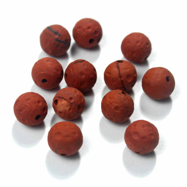 fiasrel 1bundle 8-12mm Meteorite Mars Carving Moon Crater Stone Beaded Red Round Bead Handmade Woven Bracelet Necklace Single Strand Bead