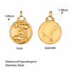 fiasrel 1bundle Stainless Steel Zodiac Charms – 18K Gold Plated Color-Preserving DIY Pendant/Titanium Steel Necklace