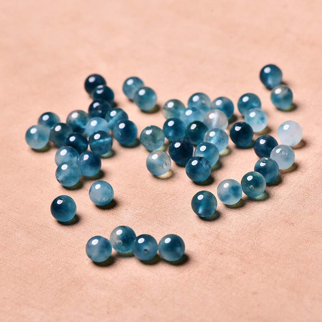 fiasrel 4-14mm Natural Ice Blue Chalcedony Beads Floating Floral Round Beads