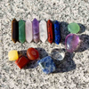 fiasrel Hexagonal Chakela Crystal Set – Lapis Lazuli, Double-Terminated Stone, Tiger's Eye, Amethyst & Rose Quartz Gemstone Crafts