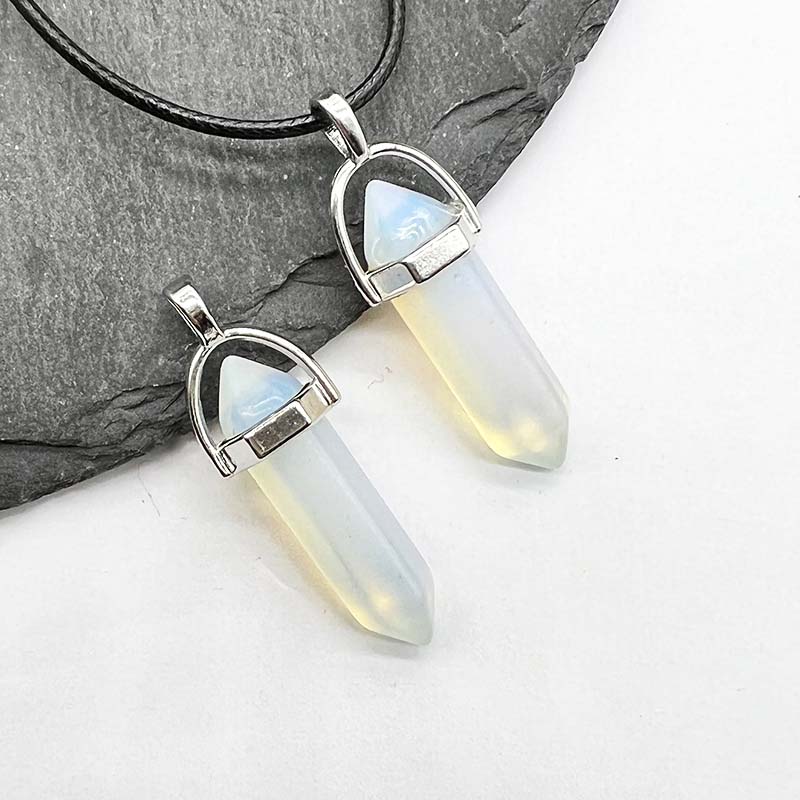 fiasrel Natural Stone Crystal Agate Hexagonal Bullet Pendant Necklace Charm - Amazon Best Seller