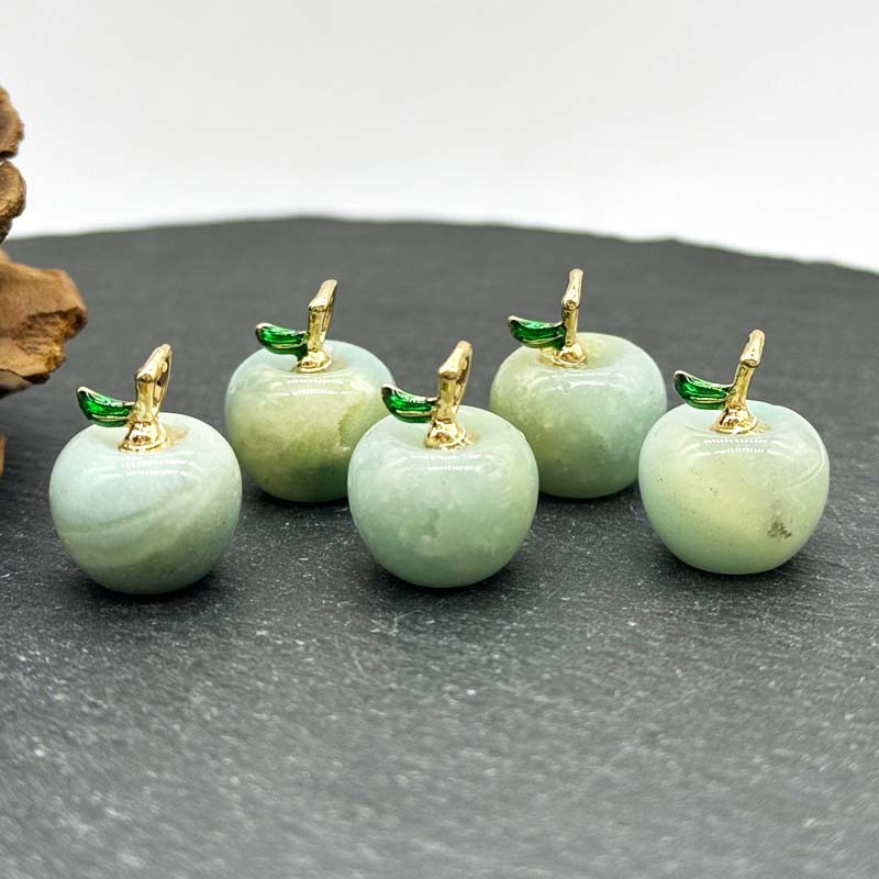 fiasrel Apple Pendant - Natural Stone Crystal Agate/Amethyst/Rose Quartz Tiny Apple Charm for DIY Necklace & Earrings Jewelry