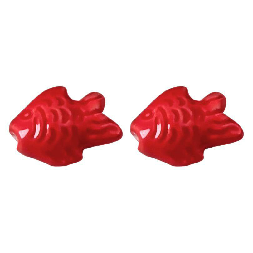 fiasrel 1bundle Vermillion Luck Chinese-Style Red Ceramic Beads Set for DIY Bracelets Cat, Fish, Turtle & Star Charms - Blue-and-White Porcelain Inspired