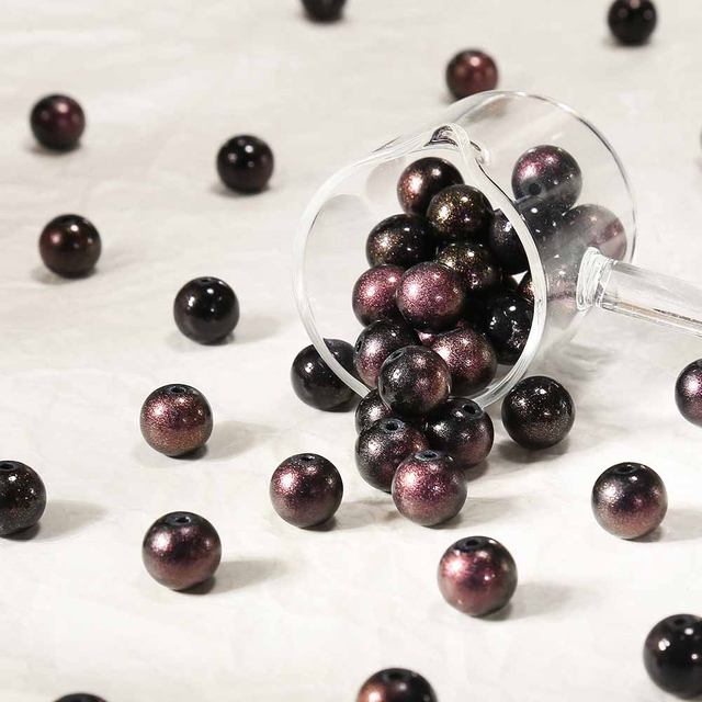 fiasrel 1bundle 10mm Galaxy Glass Beads with Floral Patterns - Porcelain-Like DIY Jewelry 