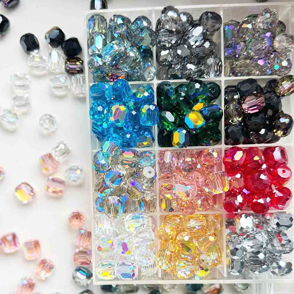 fiasrel 1bundle 10mm Faceted Long Cylinder Crystal Glass Beads – Ultra-Transparent Sparkly DIY Supplies for Phone Charms & Bracelets