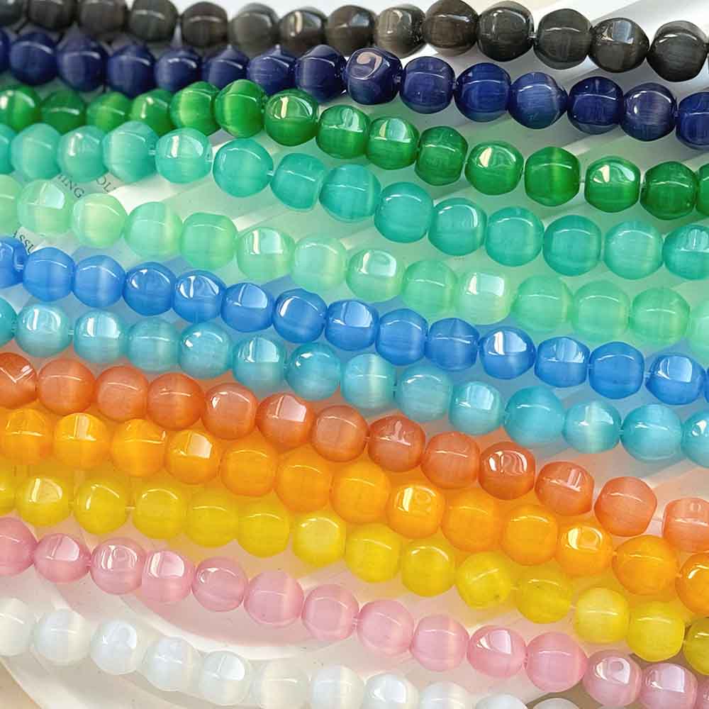 fiasrel 1bundle 10mm Pumpkin Beads Natural Cat's Eye Stone Bracelet - DIY Jewelry Accessories & Phone Strap Beading Materials