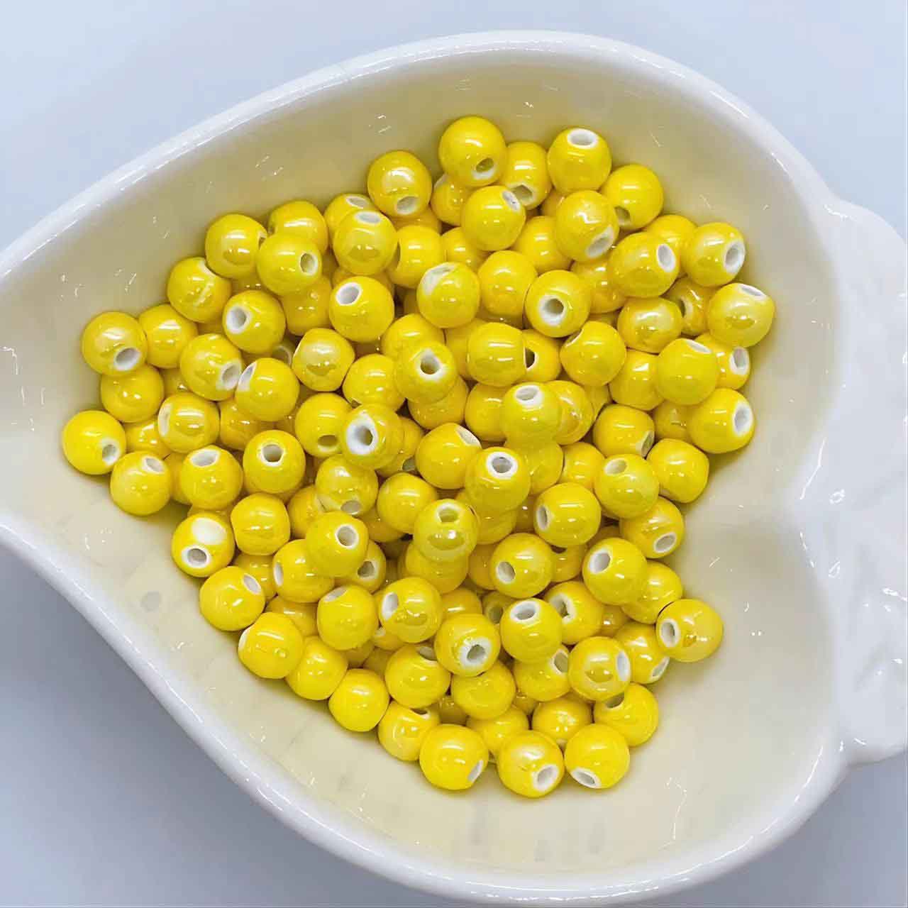 fiasrel 1bundle Macaron Glazed Ceramic Beads DIY Craft Supplies for Handmade Bracelets Necklaces Earrings & Jewelry Making