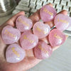 fiasrel 1bundle Natural Rose Quartz 30mm Raw Stone – Engraved Heart Wish Stone Pocket-Sized Stress Relief DIY Jewelry