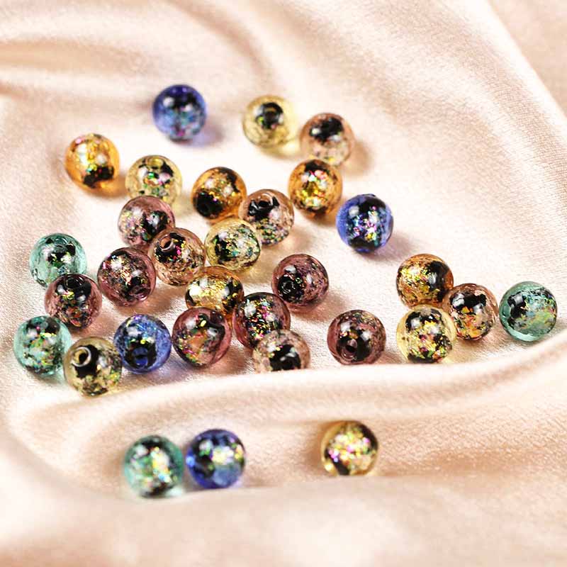 fiasrel 1bundle New Collection Handcrafted Glazed Glass Beads Iridescent Pierced Loose Beads for DIY Jewelry & Bracelet Making
