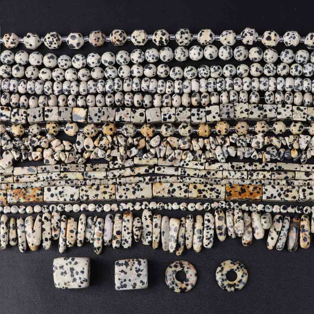 fiasrel Natural Spotted Stone Beads Black Speckled Stone Abacus Beads for DIY Jewelry and Stringing