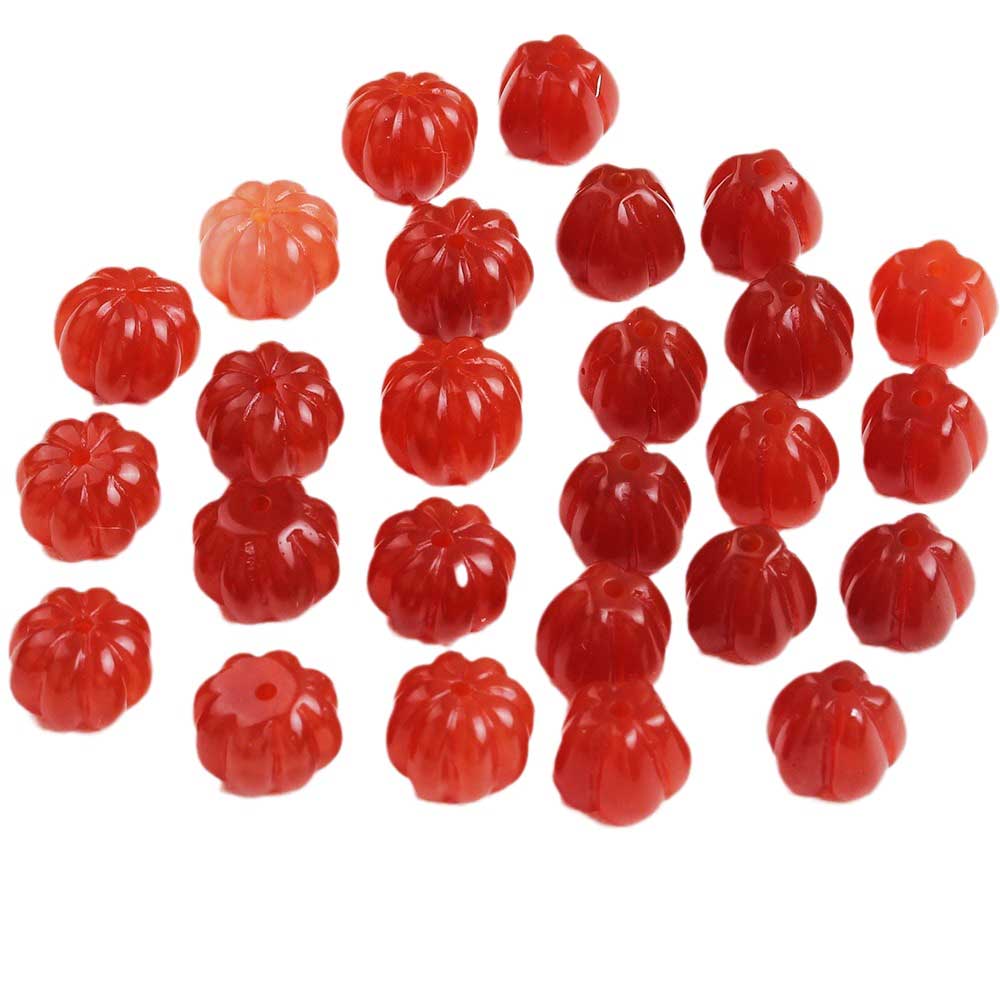 fiasrel 1bundle 8×10mm Imitation Red Agate Pumpkin Beads – Semi-Finished Loose Beads for 