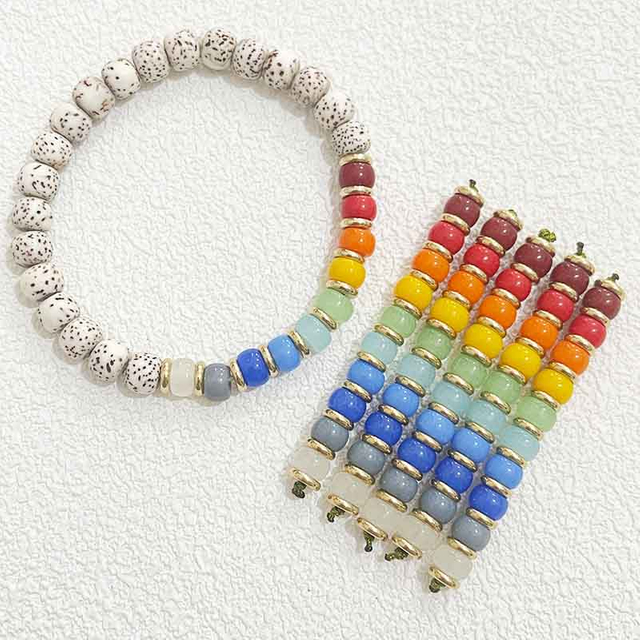fiasrel 1bundle 4×6mm Rainbow Glass Spacer Beads 