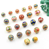 Ancient Gold-Enamel Cloisonné Beads – Hand-Painted Drip-Glaze Round & Barrel Spacer Beads with Through-Hole for DIY Necklaces/Bracelets