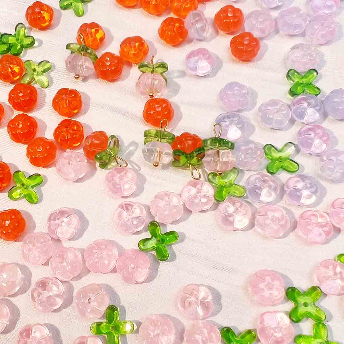 Fiasrel 1bundle 10mm Pumpkin Glass Pendant Beads Handmade DIY Bracelet Accessories Antique Hairpins Wind Chimes Car Hanging