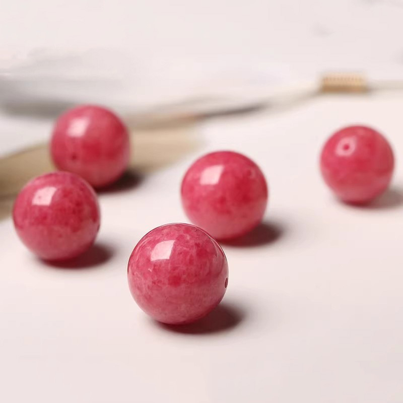 fiasrel Pink Rose Quartz Chalcedony Beads – Round DIY Loose Beads for Handmade Crystal Jewelry Bracelets 