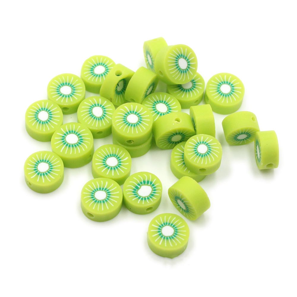 Fiasrel 1000pcs 10mm Fruit Soft clay beads - kiwi fruit