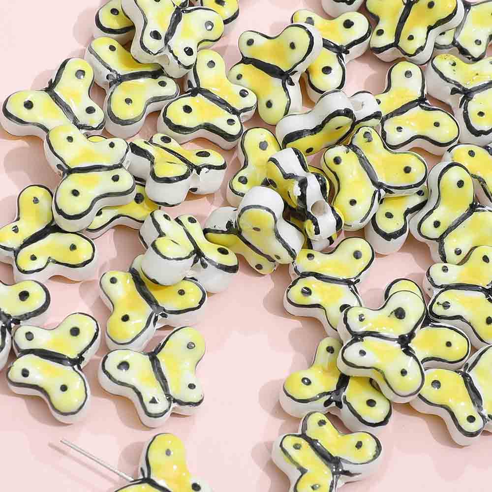 Fiasrel Hand-painted butterfly ceramic beads