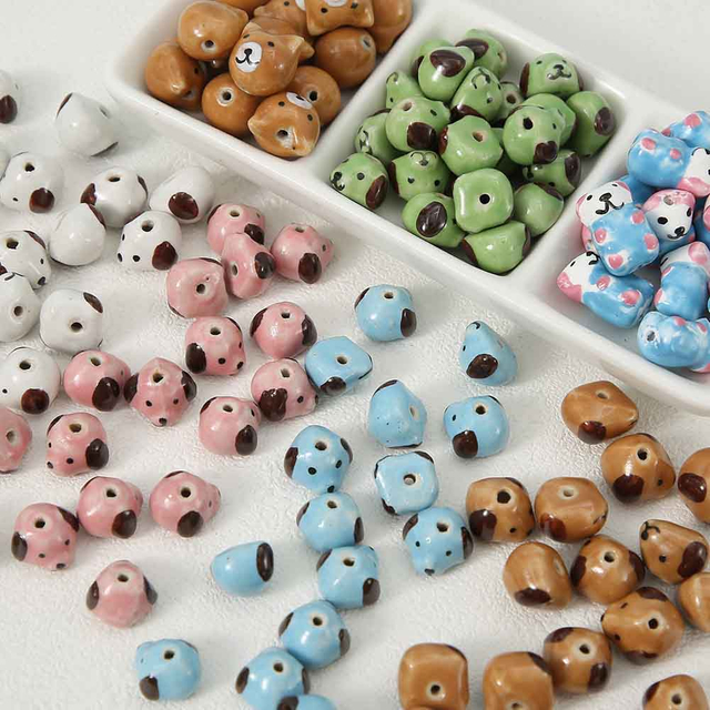 Fiasrel Cute hand-painted animal ceramic beads
