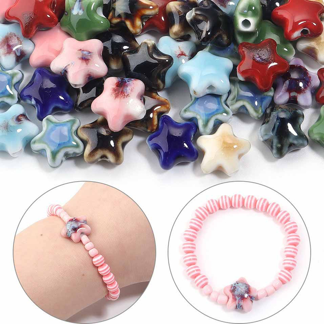 Fiasrel Retro five-pointed star ceramic beads