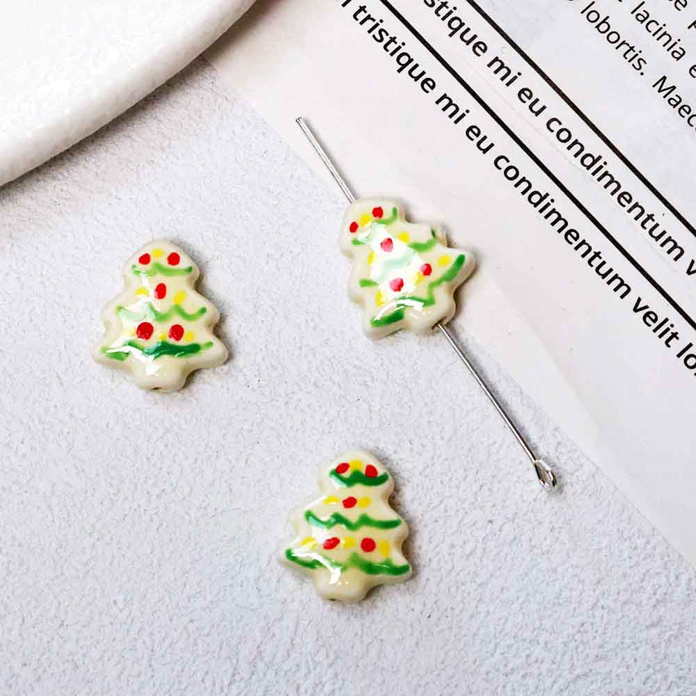 Fiasrel Cute hand-painted ceramic beads for Christmas trees