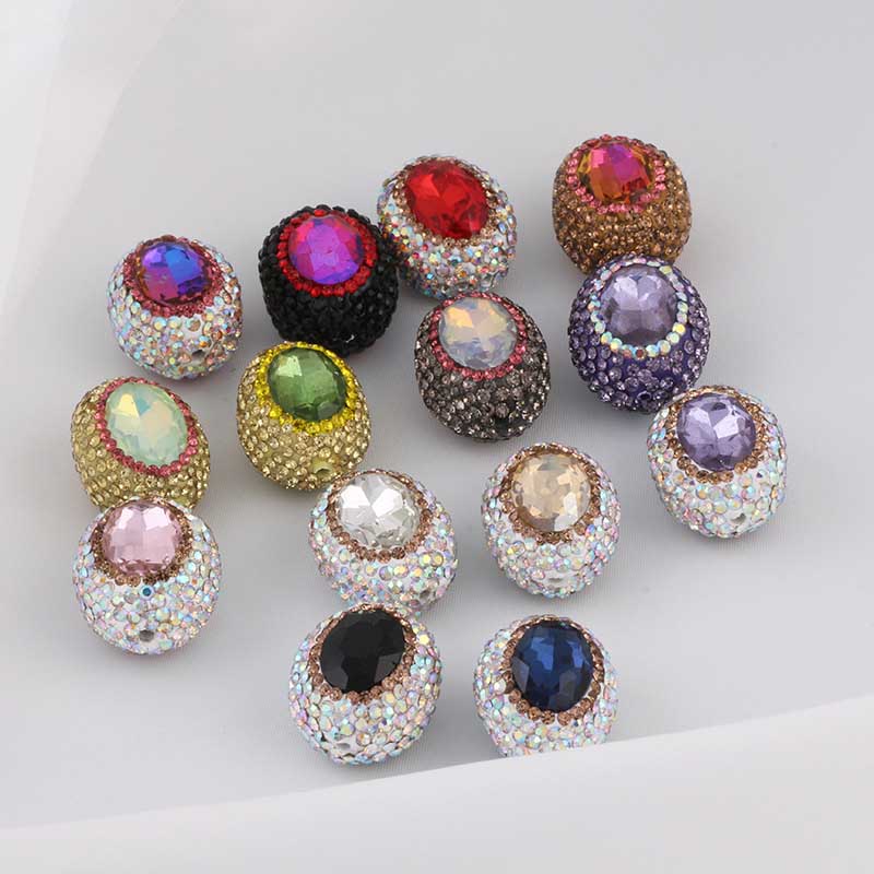 Fiasrel 5pcs Elliptical diamond ball DIY Shamballa Beads