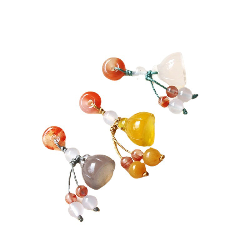 Fiasrel DIY Nan Hong Yellow chalcedony lotus pod Drop Pendant