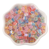 Fiasrel 5mm Iridescent Dyed-Core Glass Square Sugar Beads