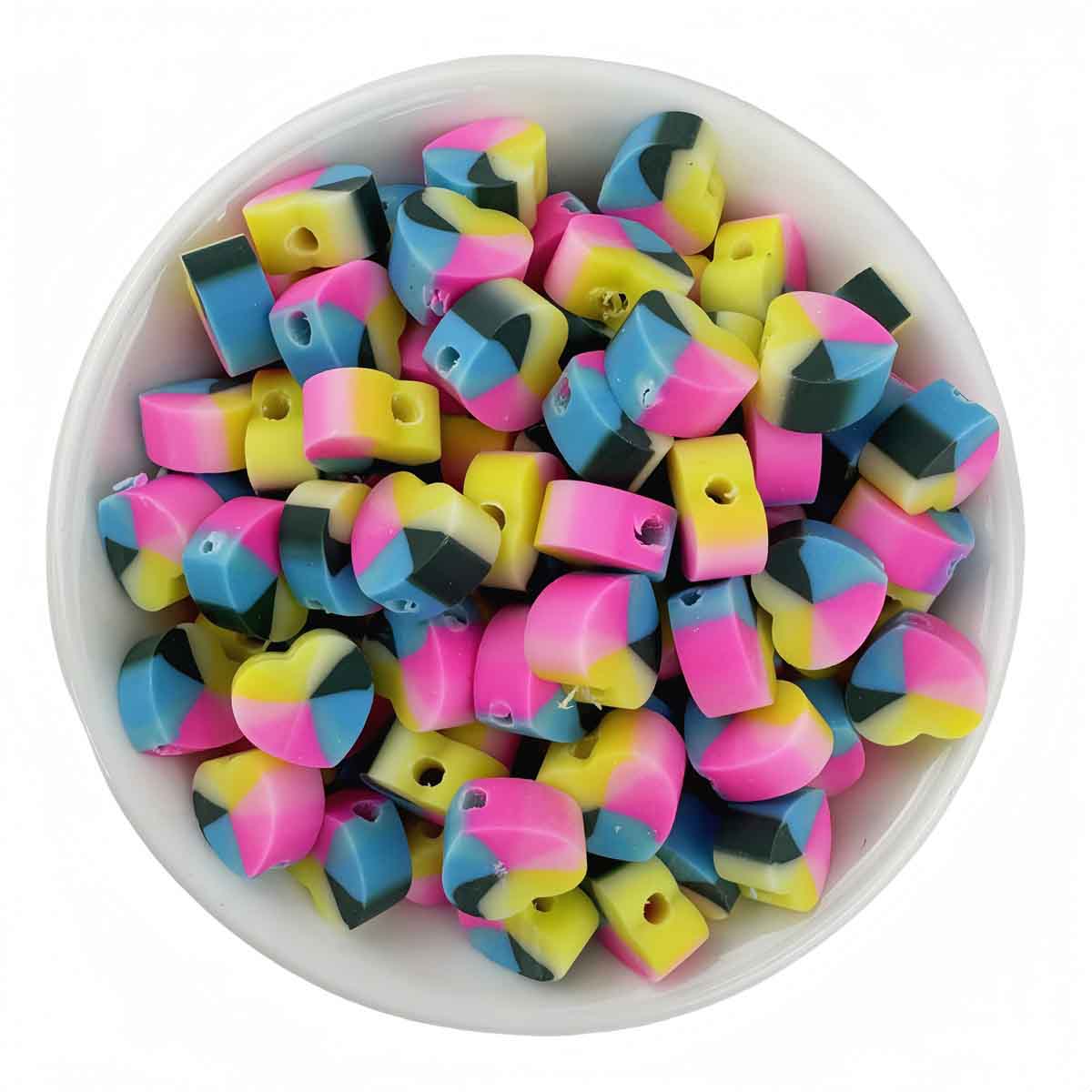 Fiasrel 10mm Mixed-color heart-shaped diy beads