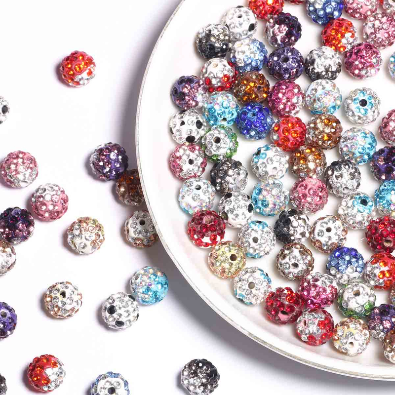 Fiasrel 20pcs Three rows of drills made of clay DIY Shamballa Beads