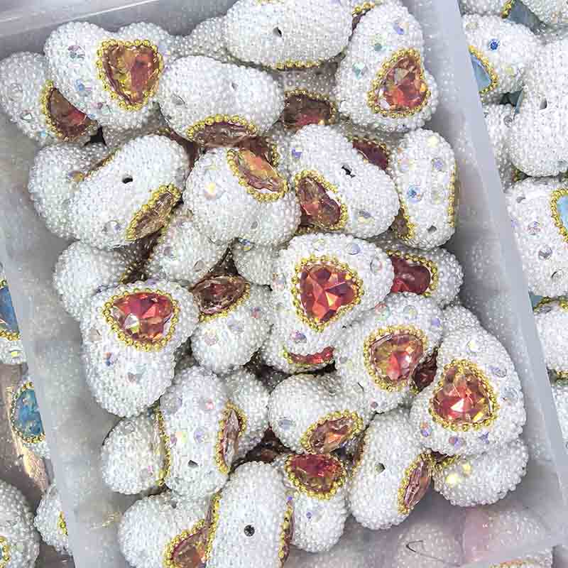 Fiasrel 5pcs Clay heart-shaped drill DIY Shamballa Beads