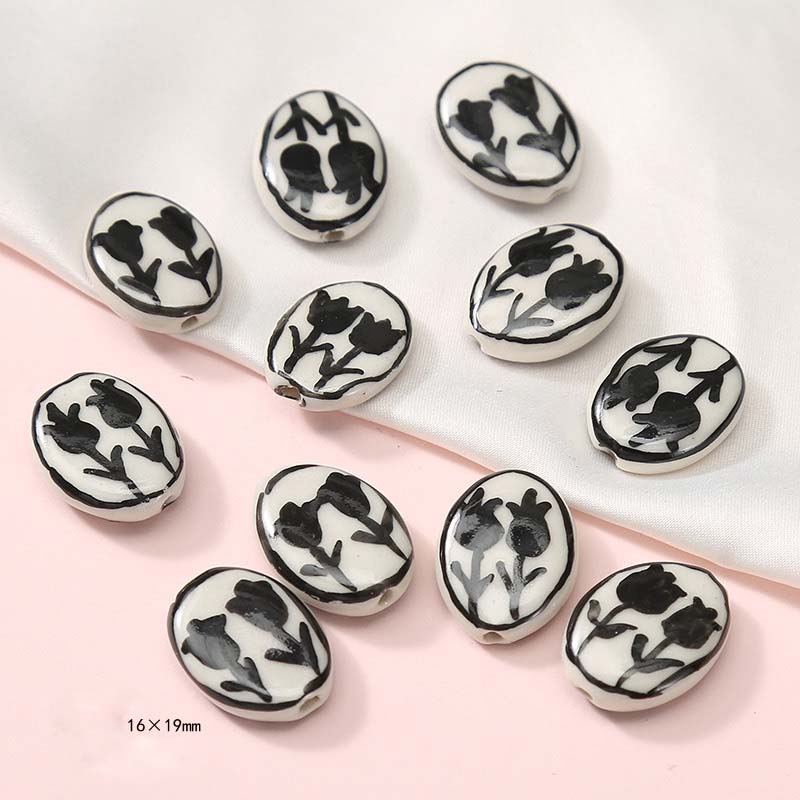 Fiasrel Hand-painted tulip ceramic beads