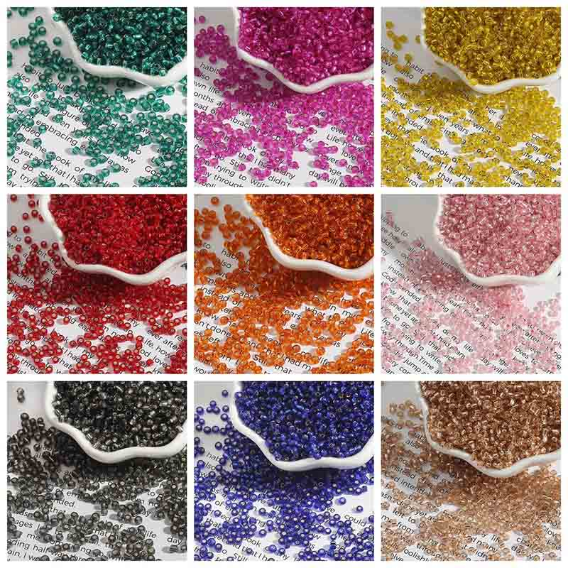 Fiasrel 450g Silver-Lined Transparent Glass Seed Beads Loose Beads