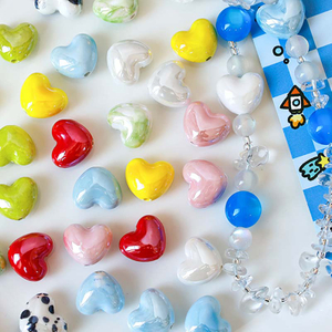 Fiasrel Cute peach-shaped heart-shaped ceramic beads