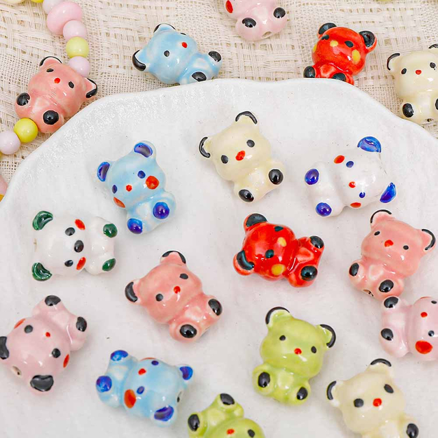 Fiasrel Cartoon hand-painted bear ceramic beads