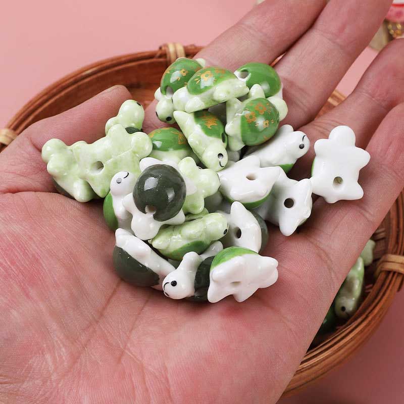 Fiasrel Cute hand-painted turtle ceramic beads