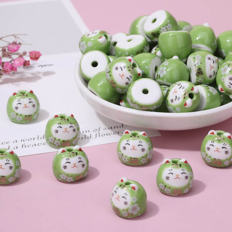 Fiasrel Maneki Neko ceramic beads