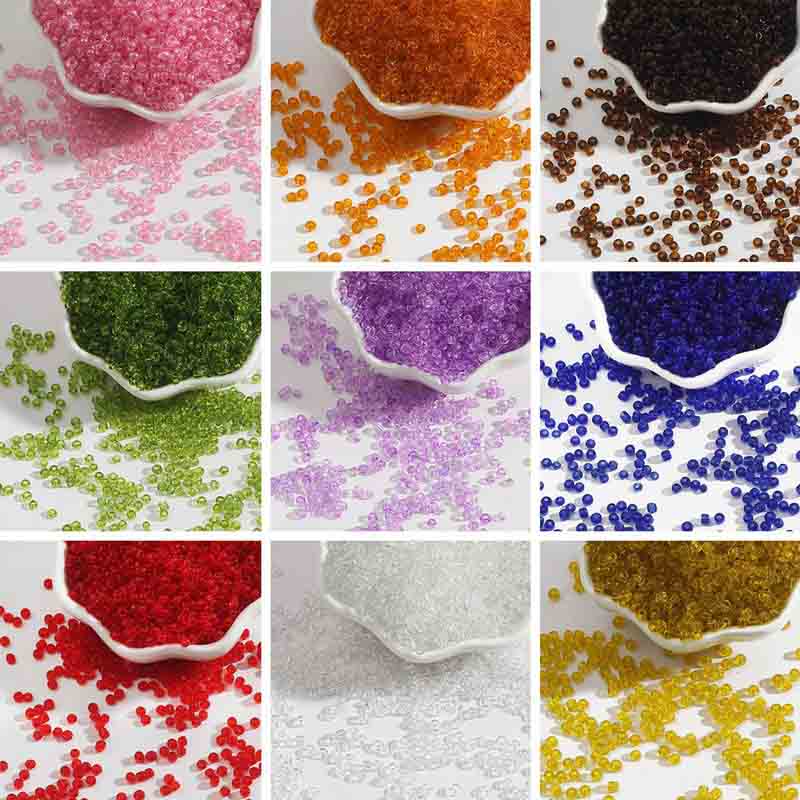Fiasrel 2-4mmTransparent Glass Seed Beads, Loose Beads, Handmade DIY