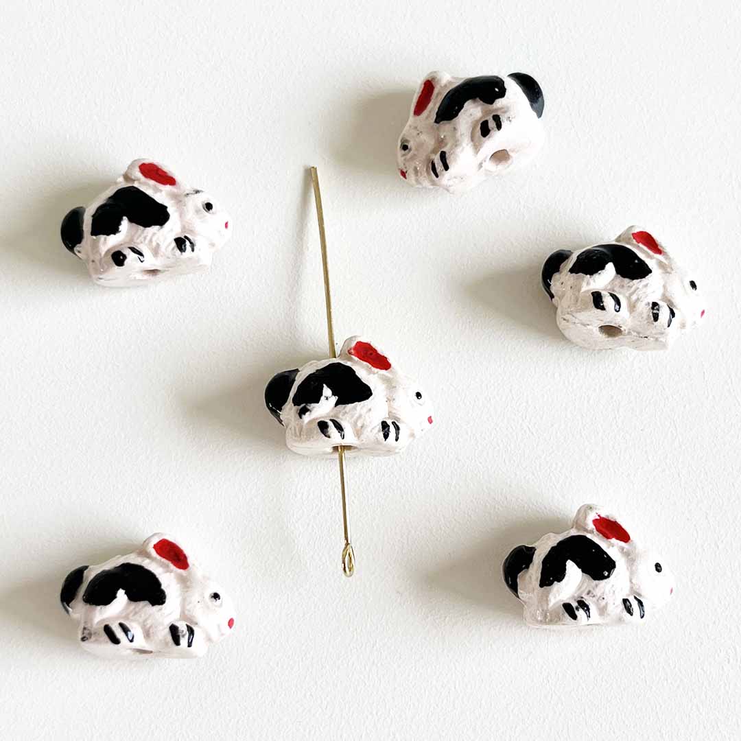 Fiasrel Cute animal-painted ceramic beads
