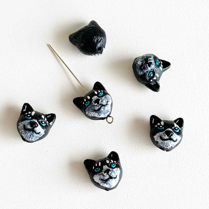 Fiasrel Cute cat-painted ceramic beads
