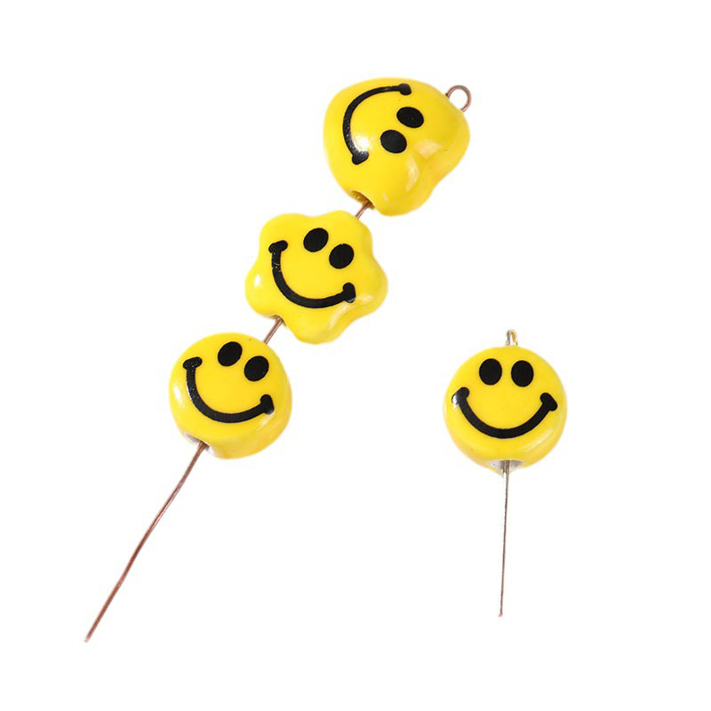 Fiasrel 10pcs Yellow cute smiley face beads