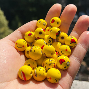 Fiasrel 10pcs 14mm Expression and smiling face ceramic beads