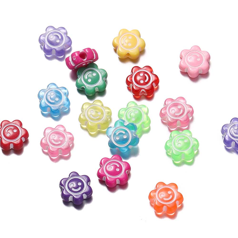 Fiasrel 50pcs Smiling face Flat bead