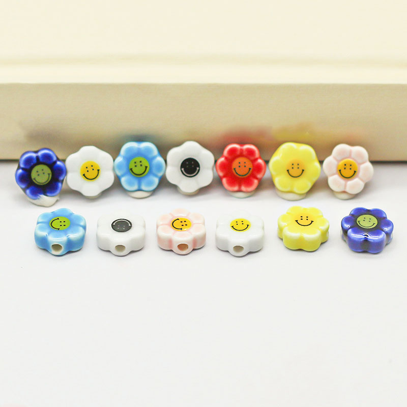 Fiasrel Colorful daisies with big smiling faces ceramic beads