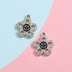 Fiasrel Five-leaf flower smiley face alloy beads