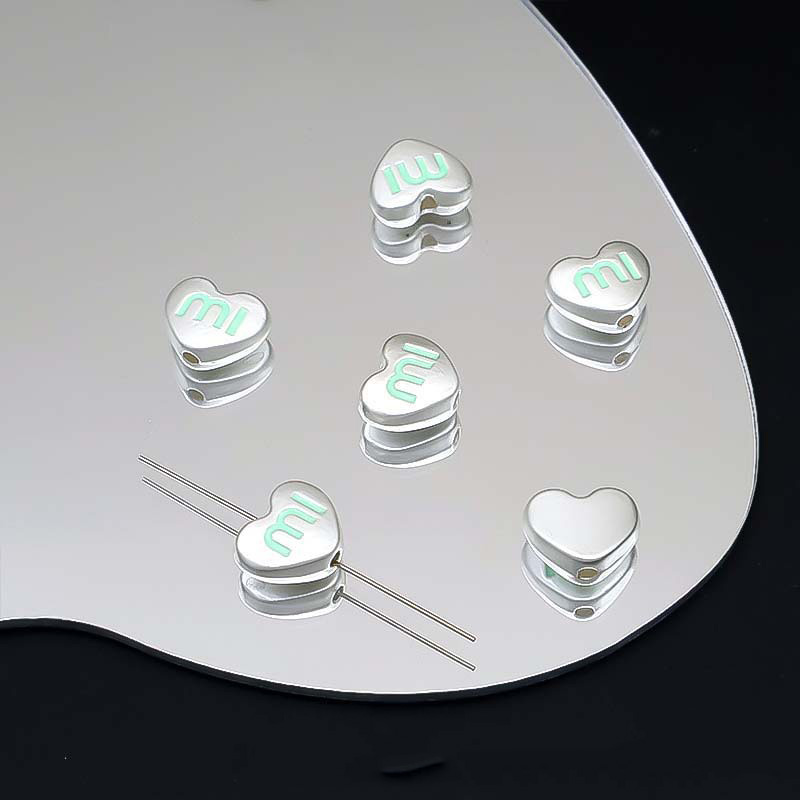 Fiasrel 10pcs Cartoon heart alloy beads