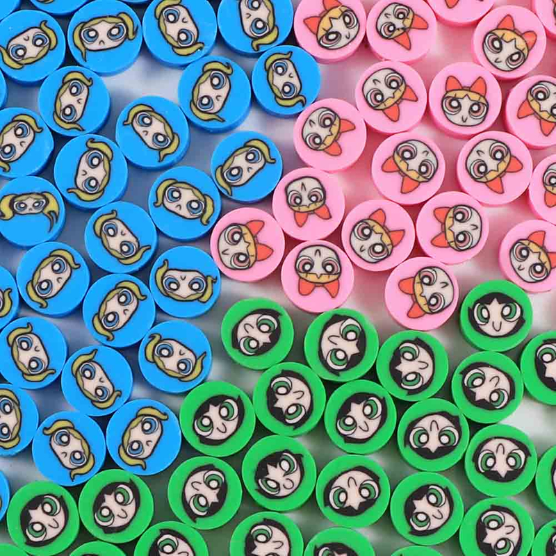 Fiasrel 100pcs Cute anime character Soft clay beads