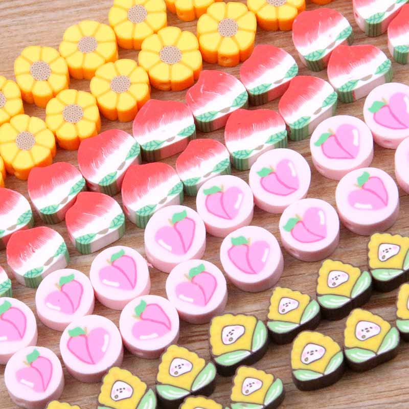 Fiasrel 20pcs Flower heart, peach heart, soft pottery pearl